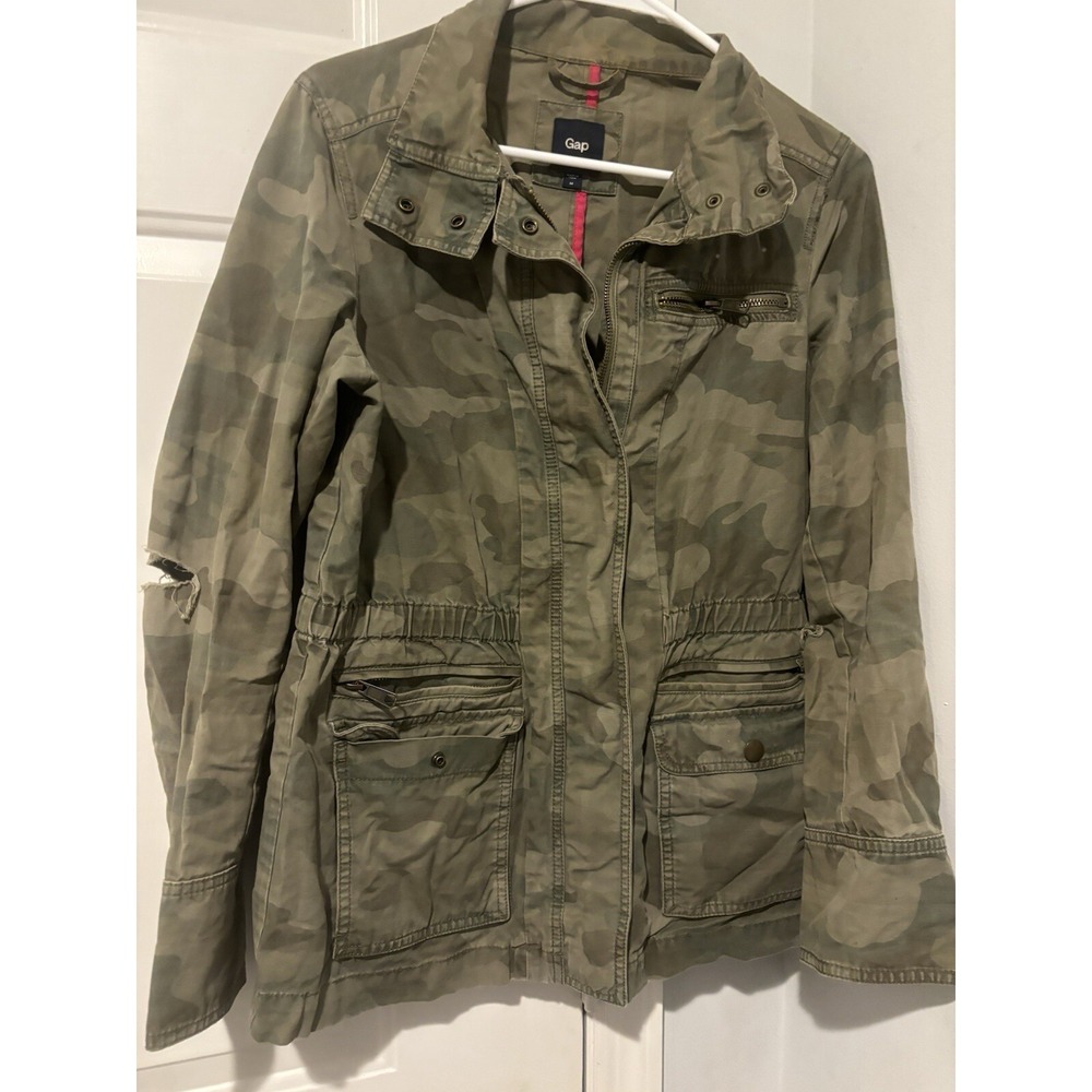 Gap Utility Jacket Grunge Camo Camouflage Coat‎ Women's Size Medium